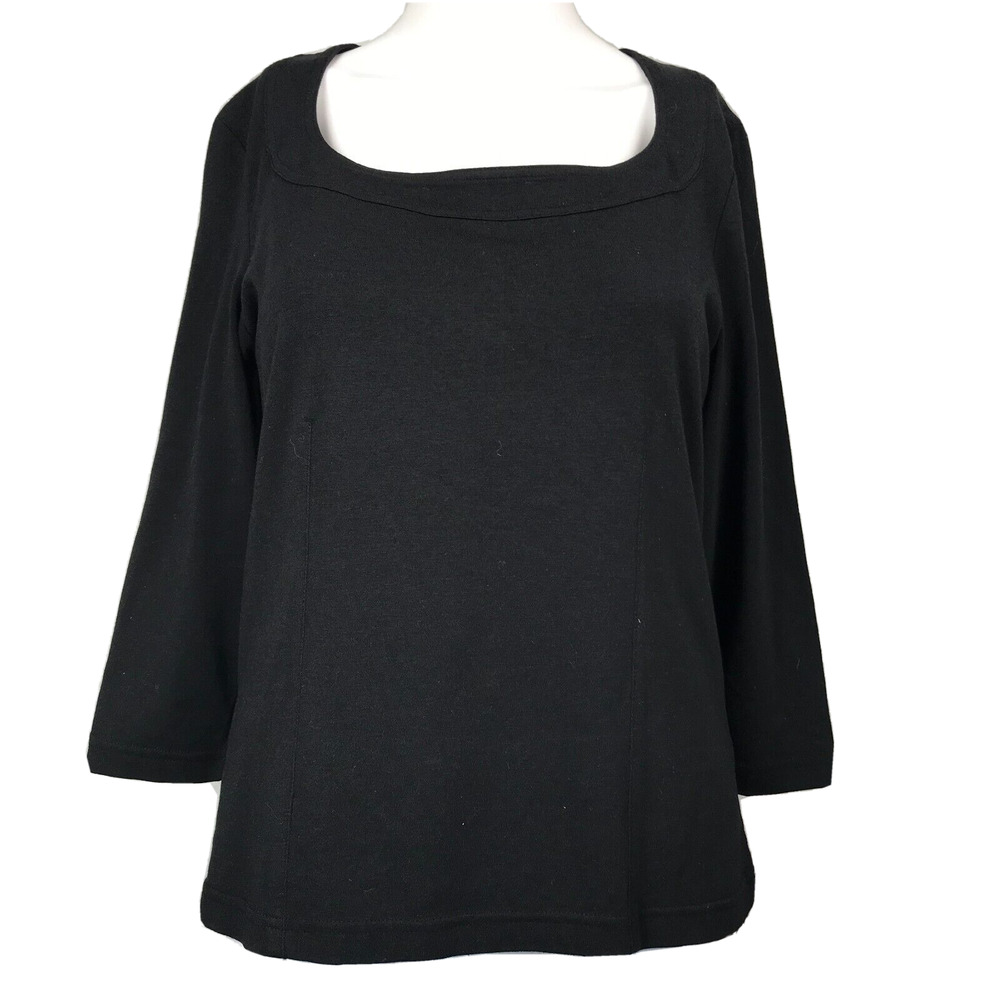 Worth Shirt Womens Sz S Black Cotton Stretch Square Neck Pullover Top Knit